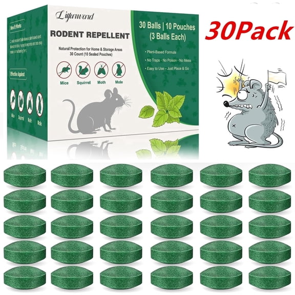 30 pack Natural Mouse Repellent Pouches - Rodent Repellent Peppermint Oil Formula, Protection for Home, Car & Garden, Pet Safe