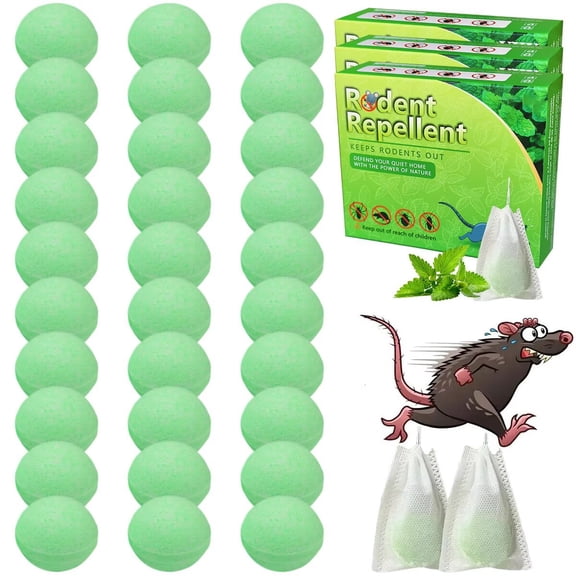 30 Pack Natural Mouse Repellent Pouches - Rodent Repellent Safe Ingredients Peppermint Oil Effective Mice & Rat Control for Indoor Use