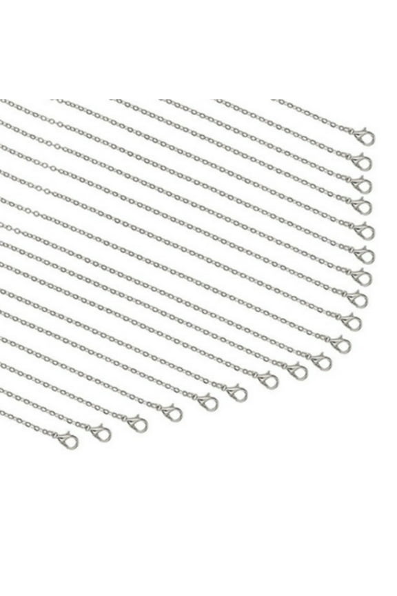30 Pack Necklace Chain with Lobster Clasps, Silver Plated Copper Chain Charms, Cross Snake Chains DIY Chain, Bulk Cable Chain for Jewellery Making, Pendants (18 Inches)