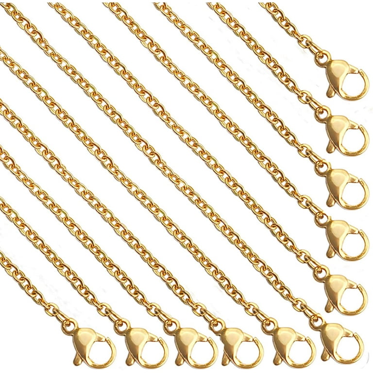 20 Pack Necklace Chains Gold Plated Stainless Steel Cable Chain Necklace  Bulk for Jewelry Making, 18 Inches
