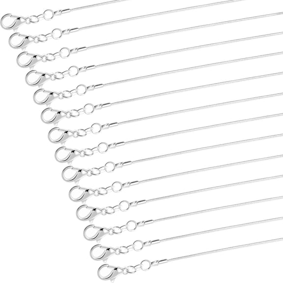30 Pack Necklace Jewelry Chain Bulk Silver Snake Chain Necklace for Jewelry Making, 1.2 mm (22 Inches)