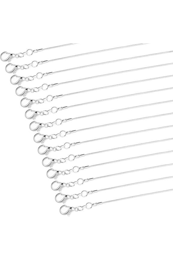 30 Pack Necklace Jewelry Chain Bulk Silver Snake Chain Necklace for Jewelry Making, 1.2 mm (22 Inches)