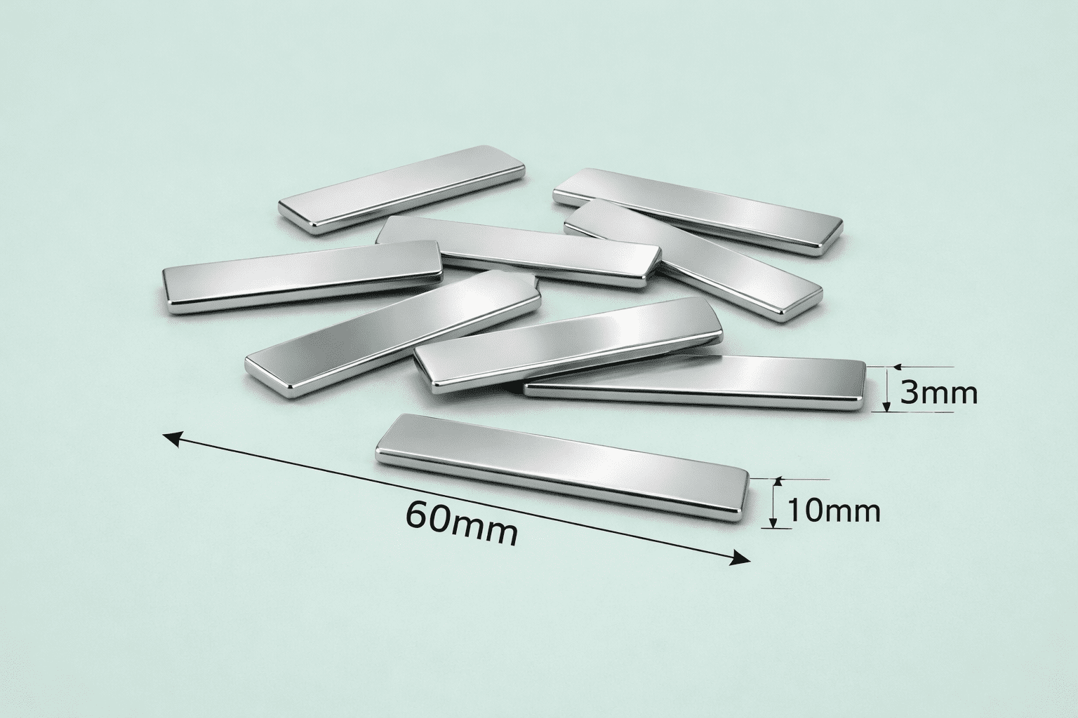 30 Pack - Neodymium Magnets 2.36"L x 0.39"W x 0.11"H Bars- (60mm x 10mm x 3mm) - Permanent Magnets