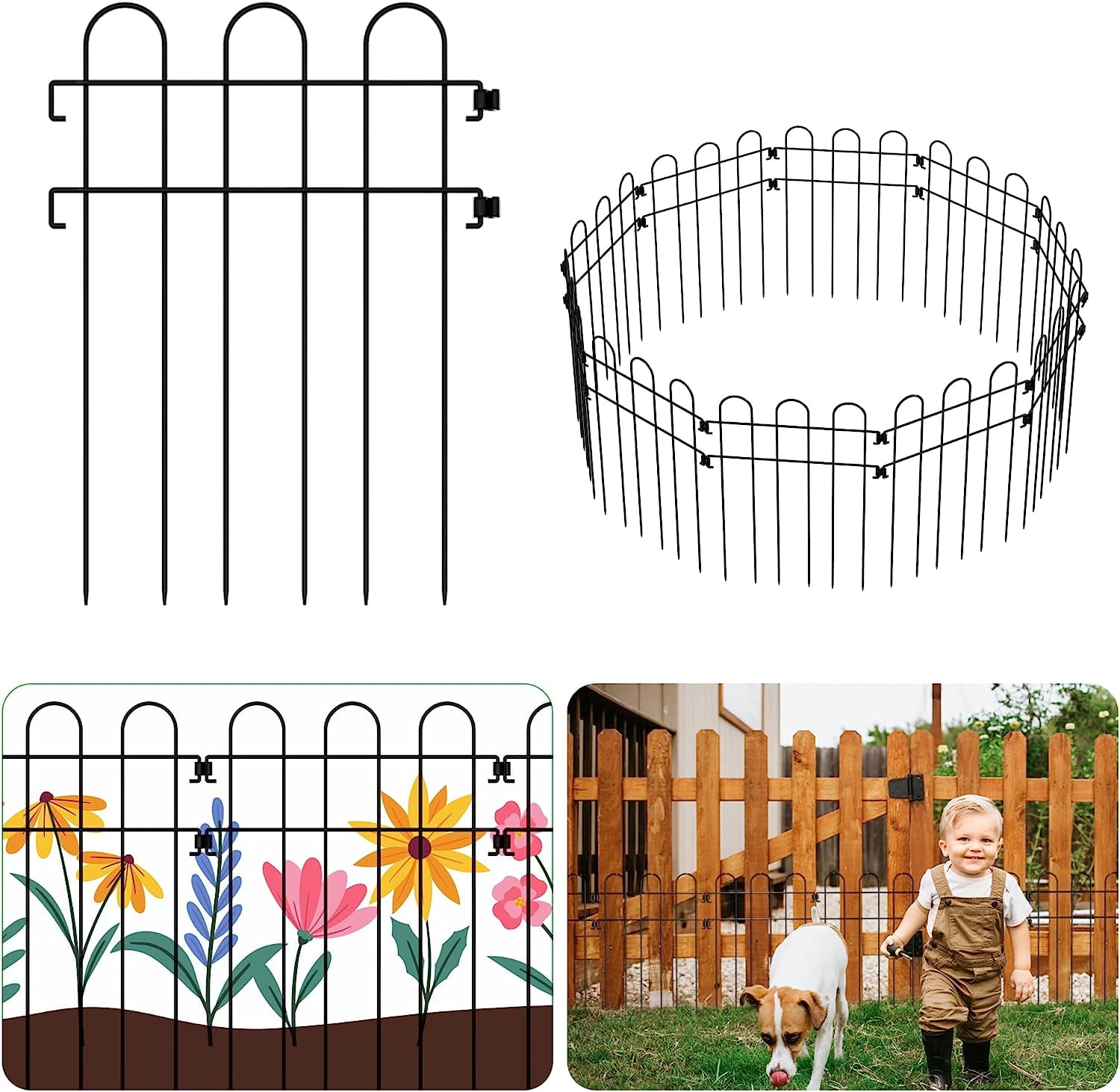 30-Pack No Dig Fence, Decorative Garden Fence Border Outdoor Animal Barrier Rustproof Metal