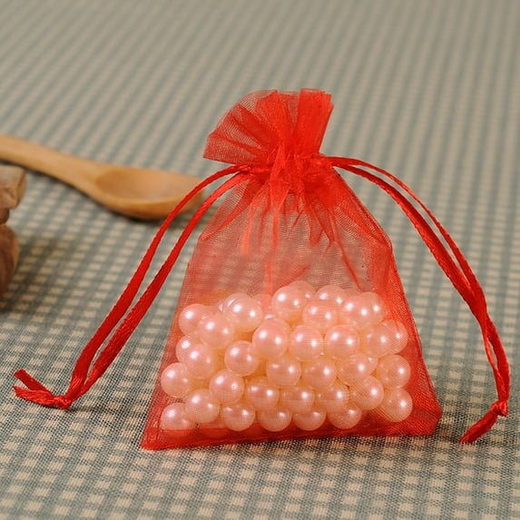 30-Pack Organza Drawstring Gift Bags: Jewelry/Candy Pouches for Wedding Favors, Christmas Decor, or Party Treat Packaging Gift Bags Christmas Day Decoration Mesh Bags(Watermelon Red)