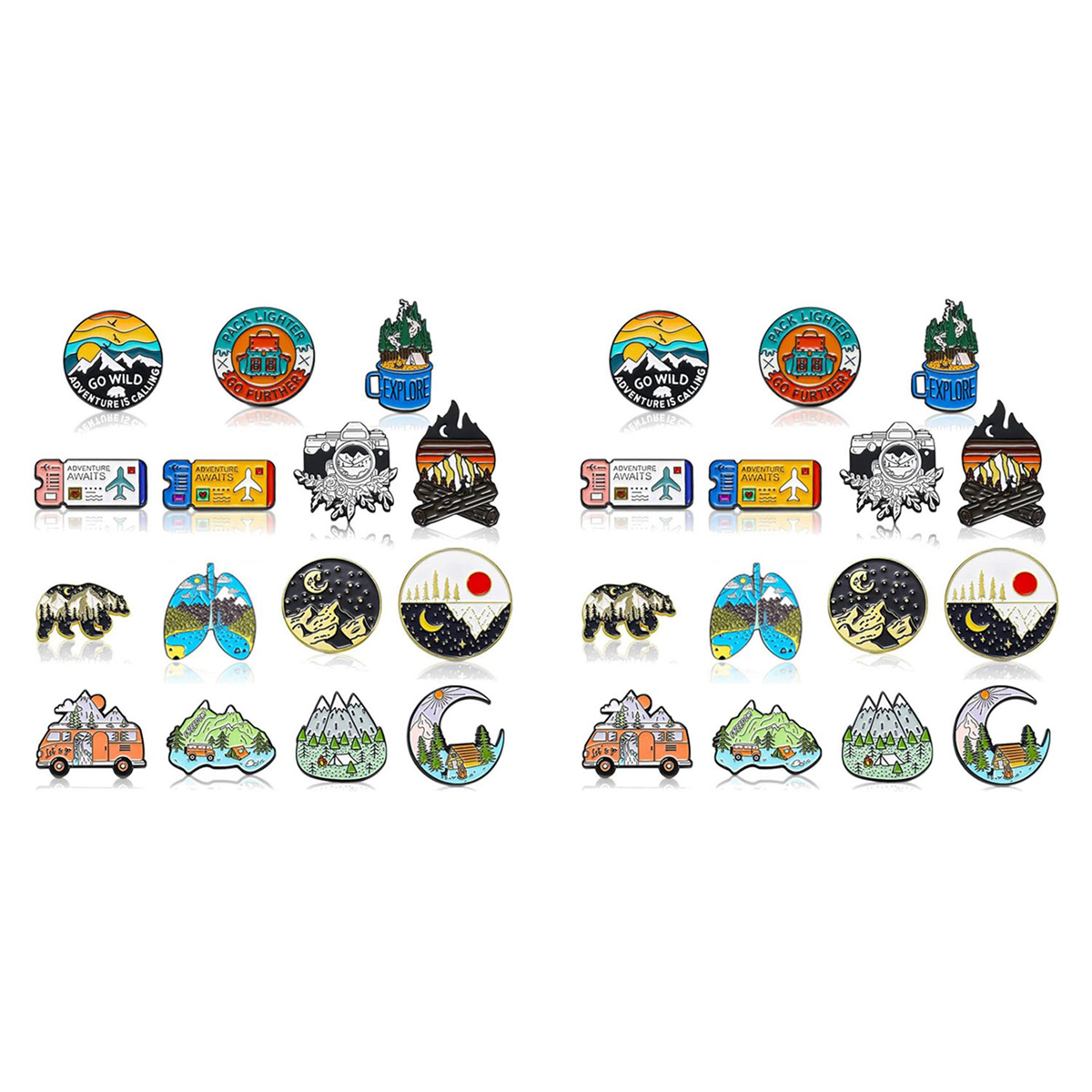 30 Pack Outdoor Enamel Pin Backpack Aesthetic Enamel Pin Set Natural