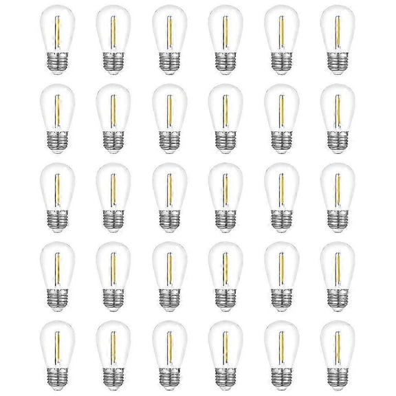 30-Pack Outdoor String Light Bulbs, Waterproof S14 Replacement Bulb, E26 Base Warm White Edition 1030