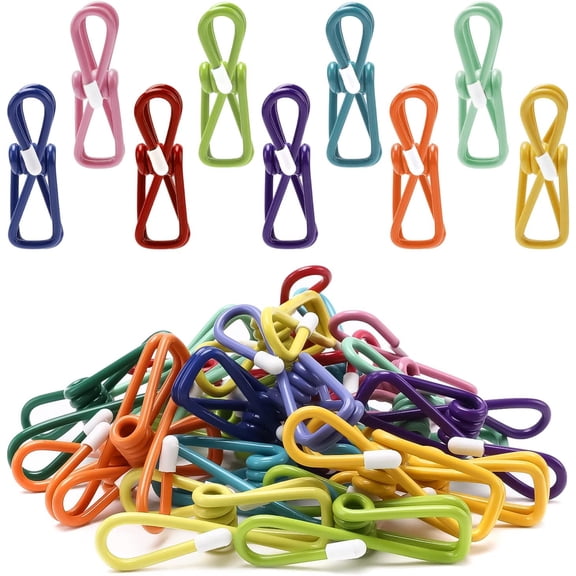 30 Pack PVC Coated Bag Clips, Multi-Purpose Clothes Pins for Food Bags, Photos, Crafts, Kitchen & Home Use, Mixed Colors