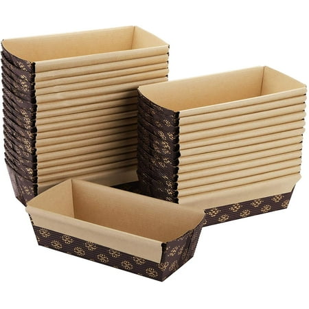 30 Pack Paper Loaf Pans sposable Paper Baking Loft Mold 6 x 2.5 x 2 inch Rectangle Baking Pans for Quick Bread Small Pumpkin Breads Microwave Oven Freezer Safe