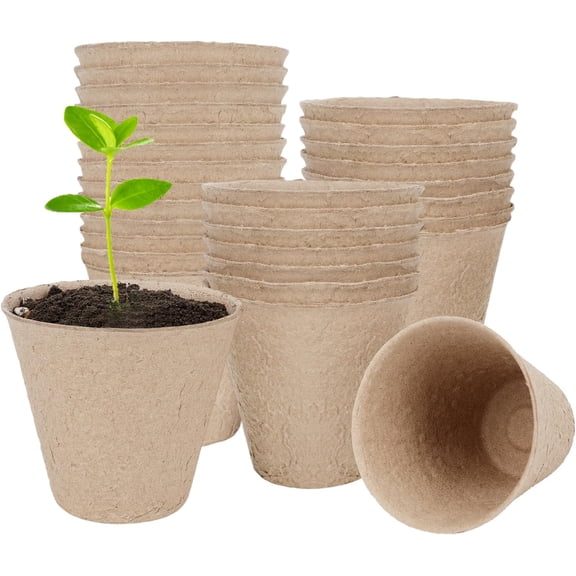 30 Pack Peat Pots, 3.1 Inch Seed Starting Pots, No Drainage Holes