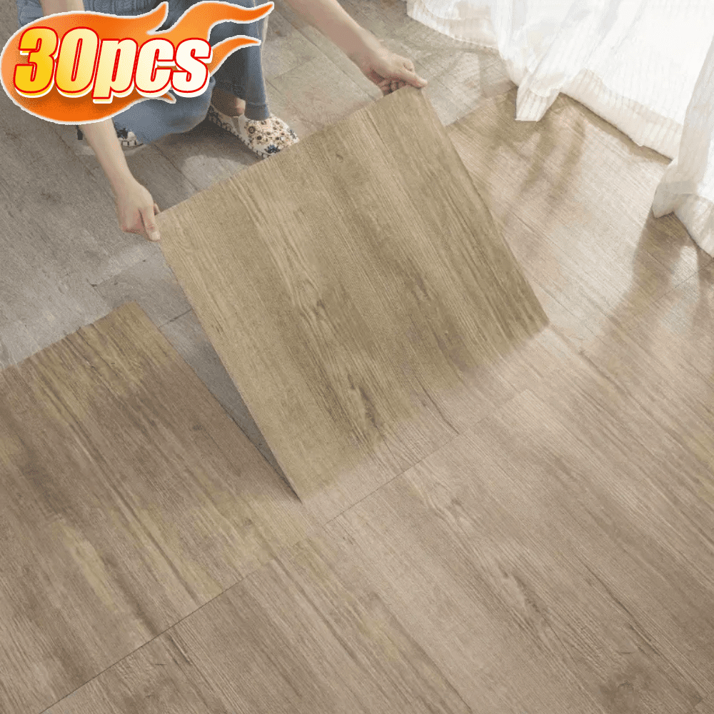 (30 Pack) Peel & Stick Floor Tile, 11.8"x11.8" Vinyl Wood Grain Self Adhesive Flooring