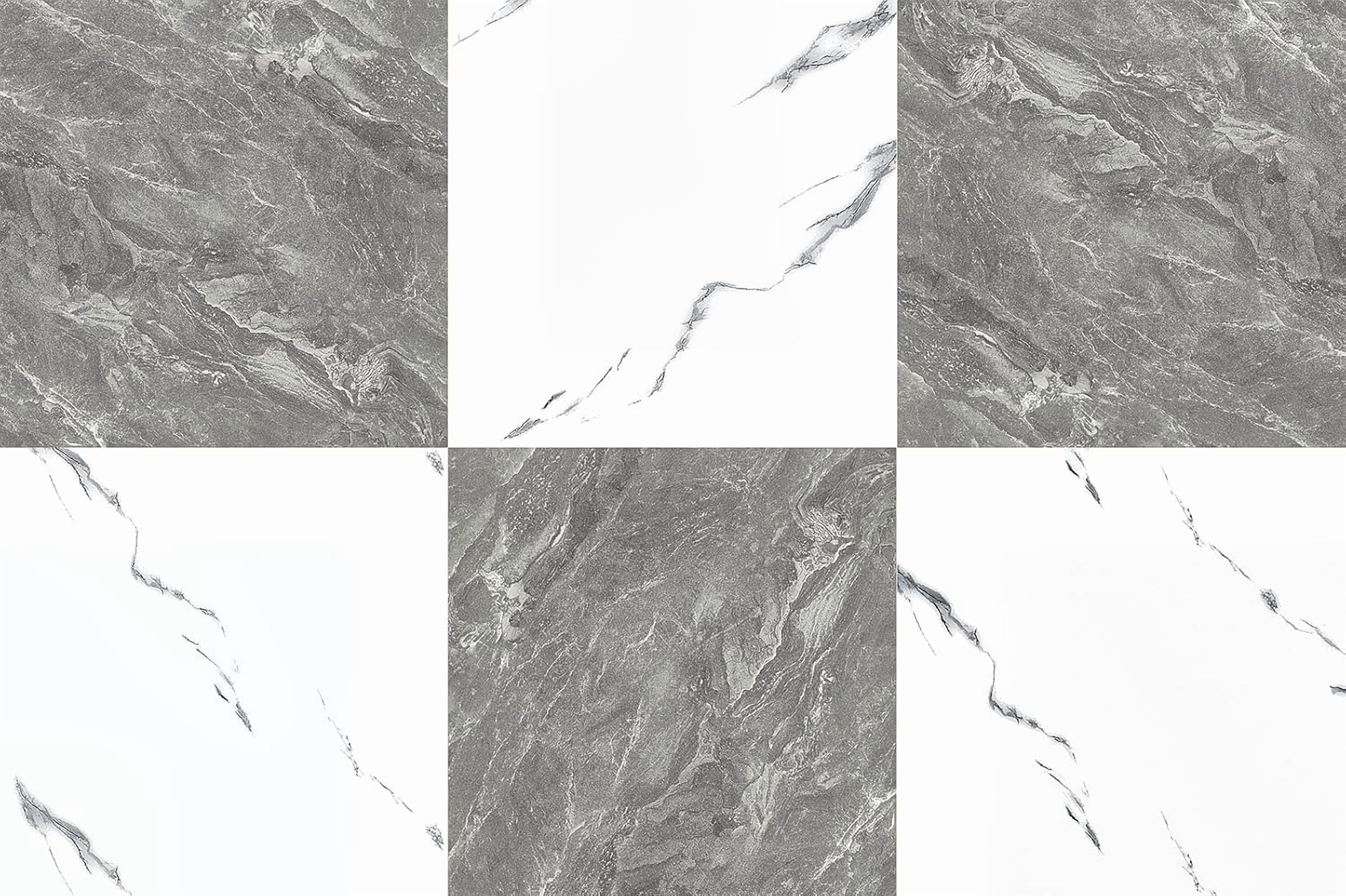 30-Pack Peel and Stick Vinyl Floor Tile Polish 12” x 12”, Self Adhesive Flooring Planks for Bathroom, Renters, Kitchen, Dark Grey&White Marble (15 per Color)