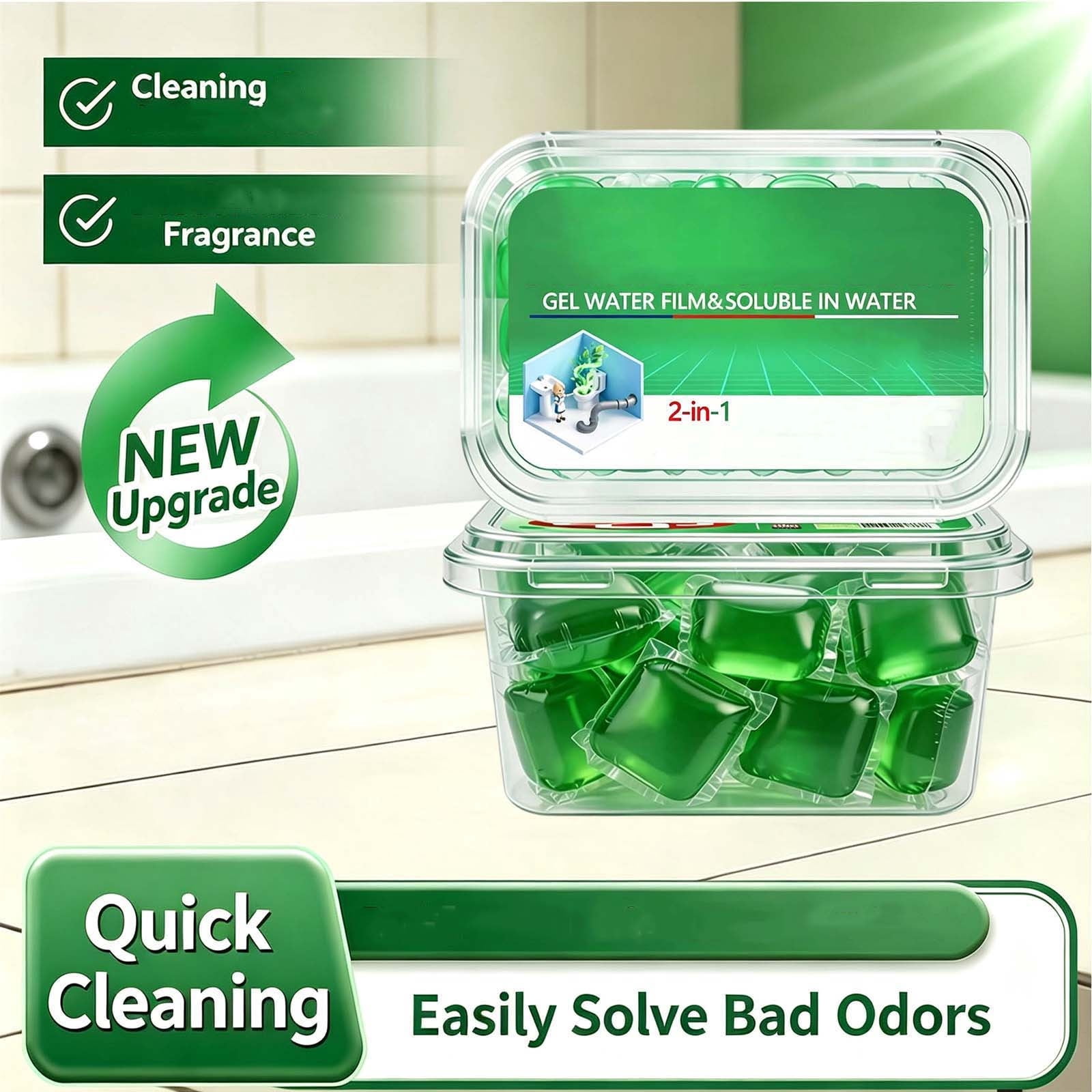 30-Pack Pipe Odor Beads Water Soluble for Drains, Cleaner For Sink and ...