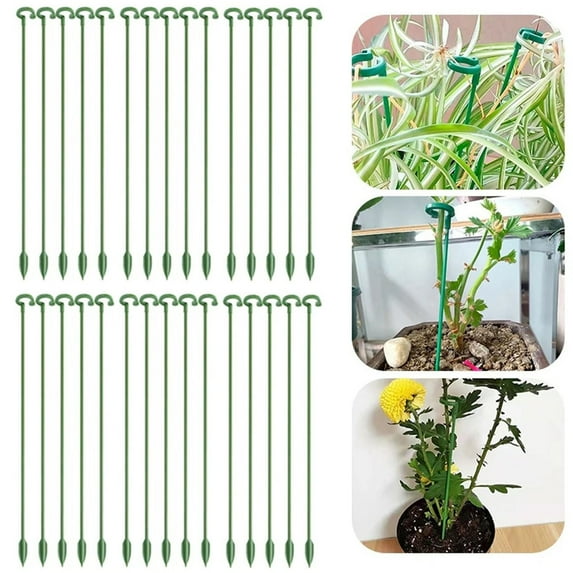 30 Pack Plant Support Stakes, Upgrade Plant Support Garden Stakes, Single Plant Stem Flower Support Rod with Support Ring Cage for Indoor Outdoor Plants Rose Orchid Flowers Stem (10.6)