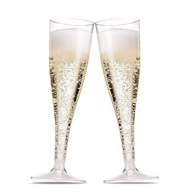 30Pack Plastic Champagne Flutes 5 Oz Disposable Clear Toasting