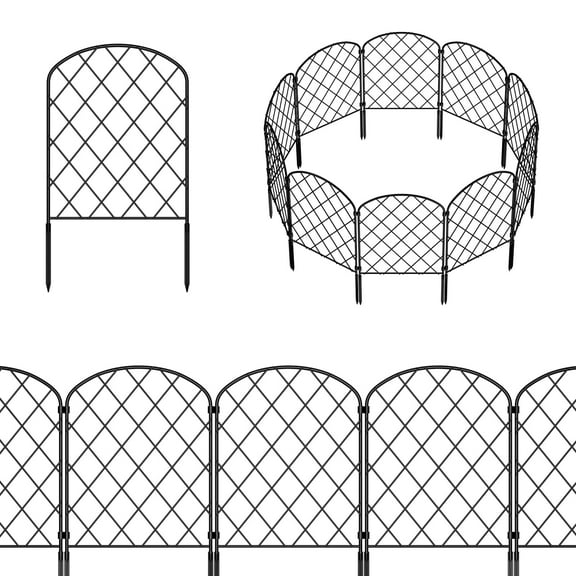 30-Pack Plastic Diamond Grid Fence with Ground Stakes  22in Tall Pet Enclosure & Garden Border