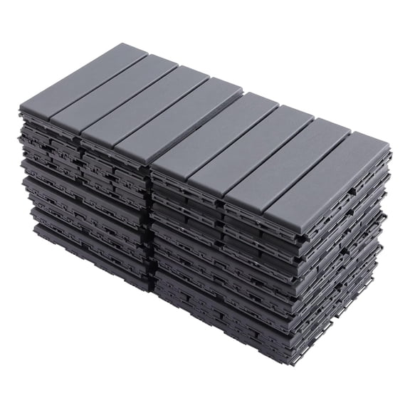 30 Pack Plastic Interlocking Deck Tiles, 12 x 12 in Patio Tiles Outdoor Interlocking All Weather Patio Floor Decking for Balcony, Backyard, Garden & Poolside, Dark Grey