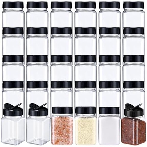 30 Pack Plastic Spice Jars with Shaker Lids Clear Seasoning Containers Spice Bottles for Kitchen Storing Spice Herbs Seasoning Powders(Triangle,12.2 oz)
