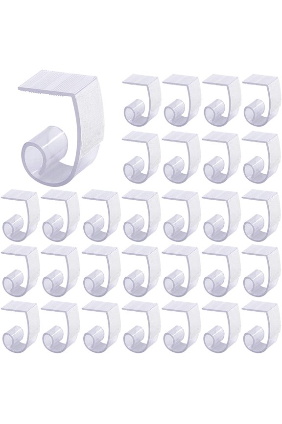 30 Pack Plastic Table Cover Clips Tablecloth Clips Table Skirting Clips with Hook and Loop for 1 3/5 to 1 4/5 inch Table Great for Indoor Outdoor Wedding Party Picnic Events