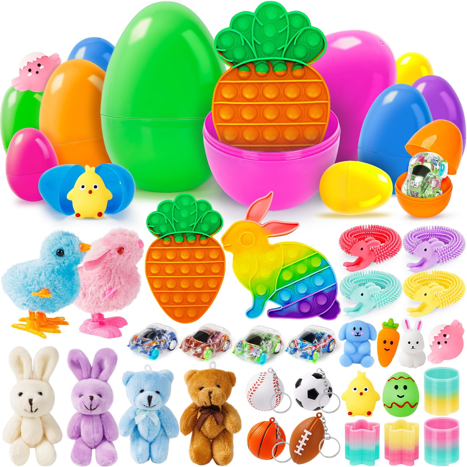 Duchong 36 Pack Prefilled Easter Eggs With Toys Inside - Mixed Sizes, Assorted Small Toys For Easter Hunts & Basket Stuffers