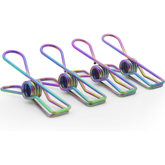 30 Pack Rainbow Colored Wire Clothes Pins Heavy Duty Outdoor, Stainless Steel Clothespins for Hanging Clothes, Metal Clothes Pegs, Clothing Clips, Laundry Pins, Bag Clip