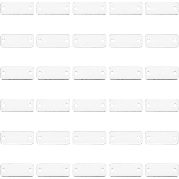 30 Pack Rectangle Aluminum Blank Tags with 2 Holes Pet Dog Blank Tags Sliver Engraving stamping Blanks for Necklace Bracelet Jewelry DIY Decorative Craft Silver