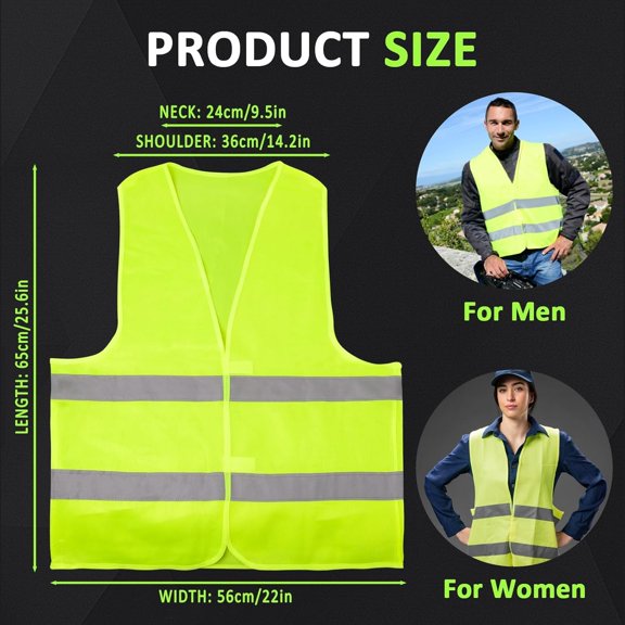 30 Pack Reflective Safety Vests, High Visibility Mesh Security Vest Bulk Work Vest with Silver Strip for Men Women Work Cycling Runner Volunteer Construction Neon Yellow