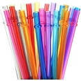 30 Pack Reusable Hard Plastic Straws With Cleaning Brush Rainbow
