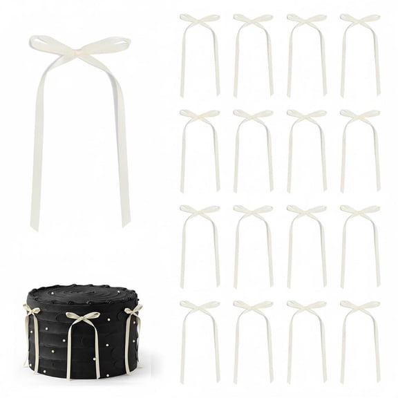 30 Pack Ribbon Bow Cake Decoration, Pre tied Ribbon Bow for Cake and cupcake Decoration, Craft Decoration
