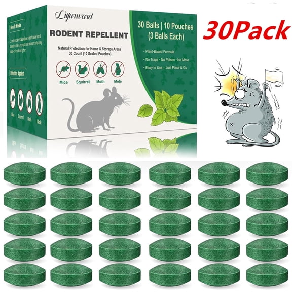 30 Pack Rodent Repellent - Mice Repellent Indoor/Outdoor - Moth Balls for Rodents, Mouse Repellent Peppermint, Keep Mice Away, Peppermint to Repel Mice and Rats, Rat Repellent for House