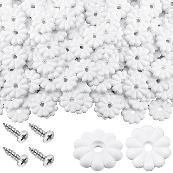 30 Pack Rosette Washers with Screws, Mobile Home/RV Ceiling Rosette Buttons, Diameter 1-1/8 Inch Decorative Washers (White)