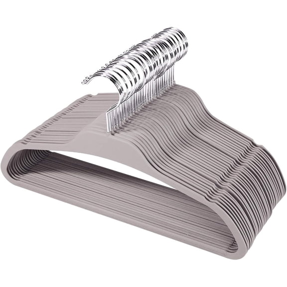 30 Pack Rubberized Hangers with Non-Slip Grip, Durable Plastic Hangers for All Clothes, Ultra-Slim Notched Design & 15.7'' Wide