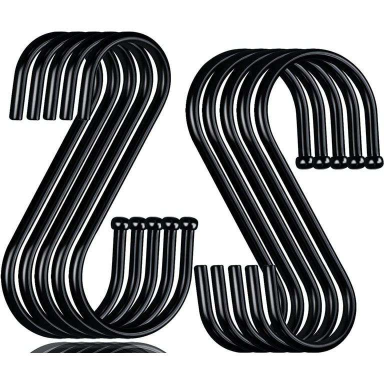 30 Pack S Hooks Heavy Duty,S Hooks for Hanging Clothes,Black Metal