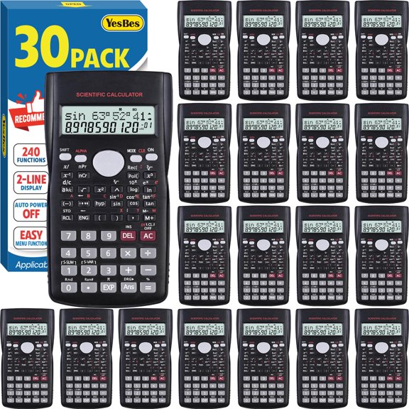 30 Pack Scientific Calculators, 2-Line Large Screen Display 240 Functions Scientific Calculators for Students, Math Algebra Fraction Calculator for High School College School