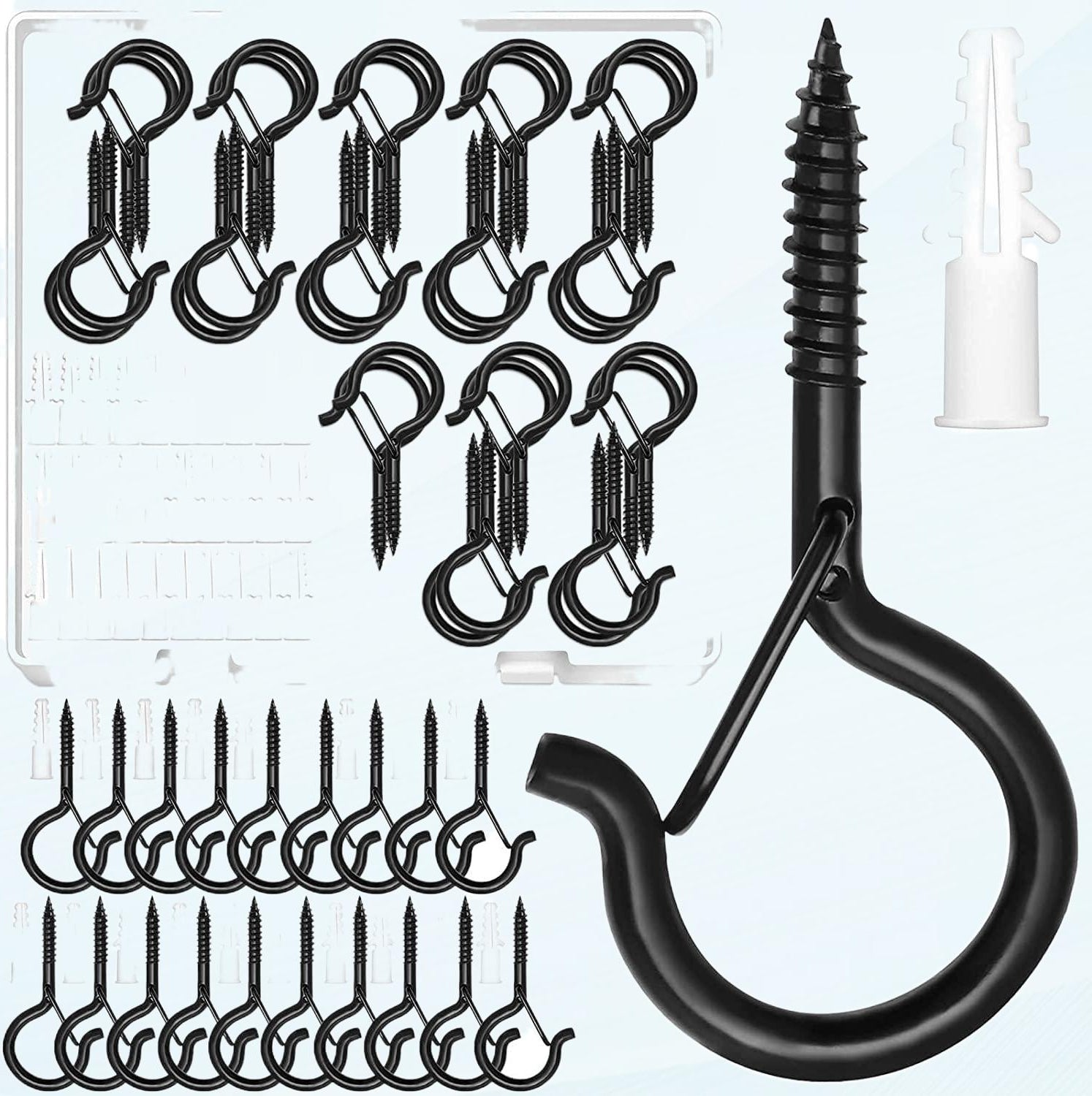 30 Pack Screw Hooks for Outdoor String Lights, Outdoor Hooks for Lights