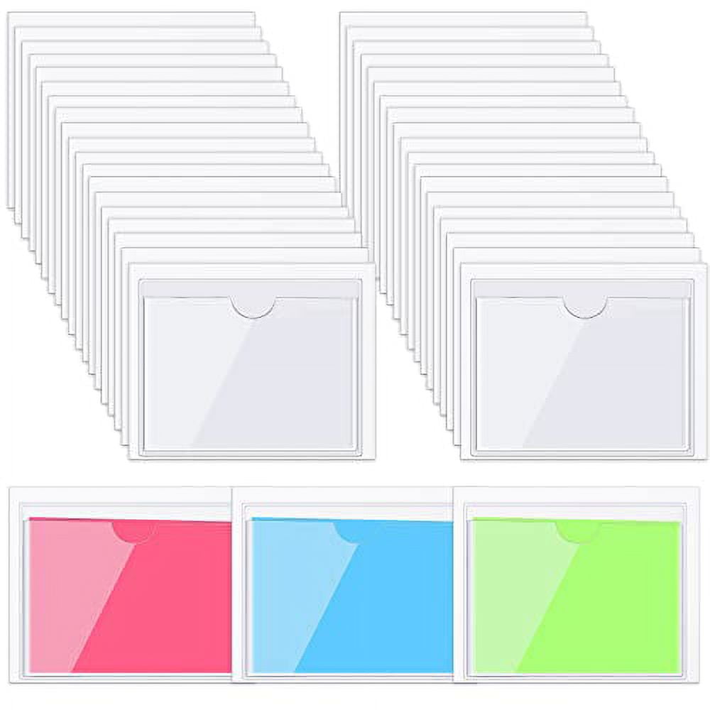 30 Pack SelfAdhesive Index Card Pockets with Top Open for Loading Ideal Card Holder for