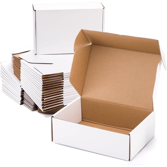 30 Pack Shipping Boxes for Small Business, 9 x 6 x 3 Inches White Small Cardboard Boxes, Thick Corrugated Mailers Boxes for Mailing Packing Literature Mailer, Gift Package
