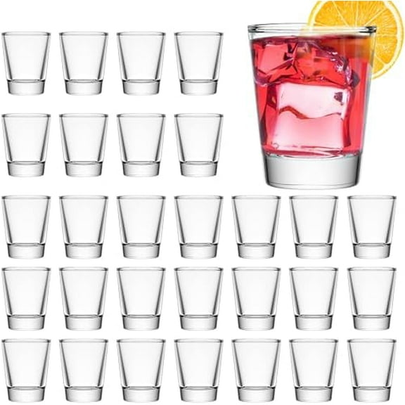 30 Pack Shot Glasses Set with Heavy Base, 1.6 oz Clear Shot Glasses Bulk, Small Whiskey Shot Glass for Vodka, Whiskey, Tequila, Espressos, Spirits & Liquors, Clear Glass$$Home Decor, Kitchen, & Other