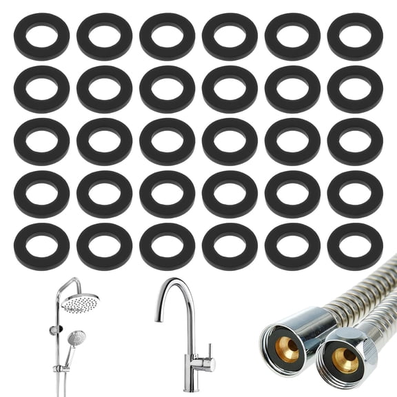 30 Pack Shower Hose Washers, Rubber Washers Seals 1/2 Inch Hose Washer Seal Tap Sealing Rings Shower Head Washer for Showers Head and Hosees Connecting