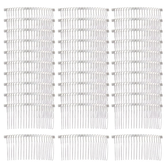 30 Pack Silver Metal Hair Side Combs Plain Slide Barrettes with 20 Teeth DIY Decorative French Headpieces Bun Holder Wire Comb Hair Clips Crafts Accessories for Women Girls Wedding Brides Veil