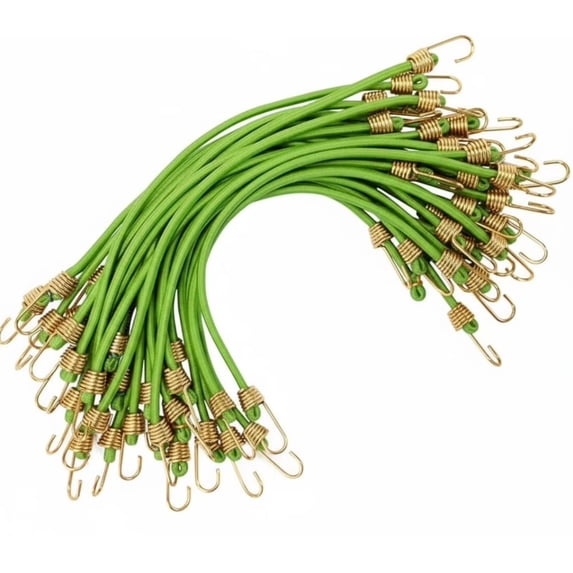 30 Pack Small Bungee Cords with Hooks, 10 Inch Bungee Cords with Hooks, Tents, Tarps, Bikes, RV,Luggage Roof Racks, Cargo, Green