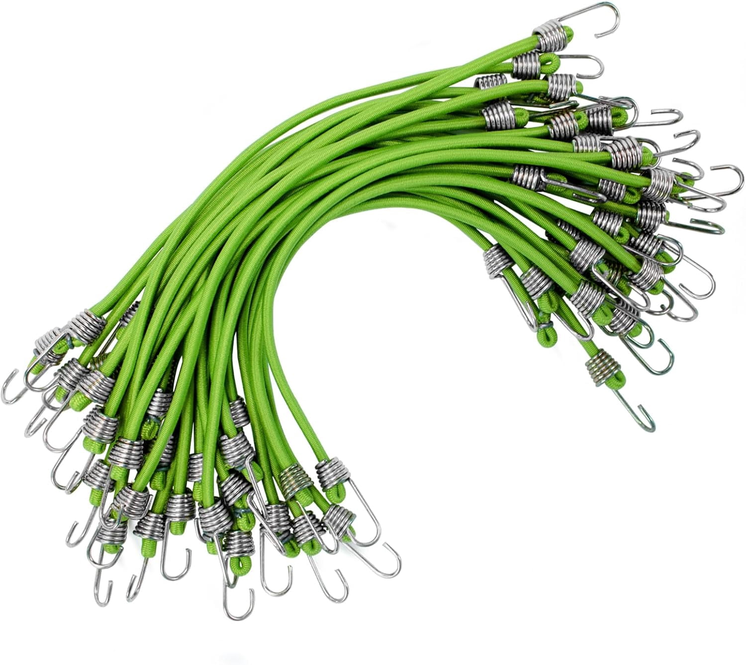 30 Pack Small Bungee Cords with Hooks, 10 Inch Bungee Cords with Hooks, Tents, Tarps, Bikes, RV,Luggage Roof Racks, Cargo, Green