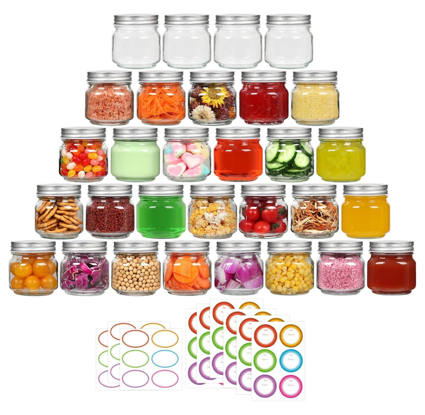 30 Pack Small Mason Jars 8 oz with Lids, Half Pint Canning Jars with 72