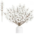 30 Pack Snow Frosted Artificial White Berry Stems 8.9inch Snowy