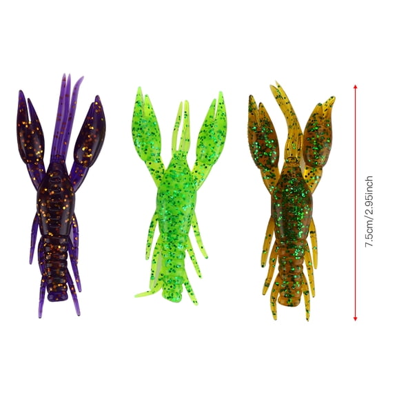 30-Pack Soft PVC Crawfish Fishing Lures, 7.5cm 5.5g Artificial Baits with Box, Weedless Design for Bass Fishing 30PCS 7.5cm 5.5g Box