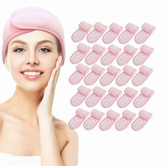 30 Pack Spa Headband Esthetician Hair Wrap for Women Adjustable Makeup Sports Shower Stretch Towel Pink,30 * spa headband,Pink