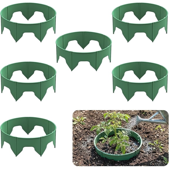30 Pack Sprinkler Guard for Lawn - Adjustable Size/Height Removable Plant Growing Ring, Plastic Protector for Lawn Mowers/Small Path Lights, Soil Moisture & Nutrient Retention(Green)