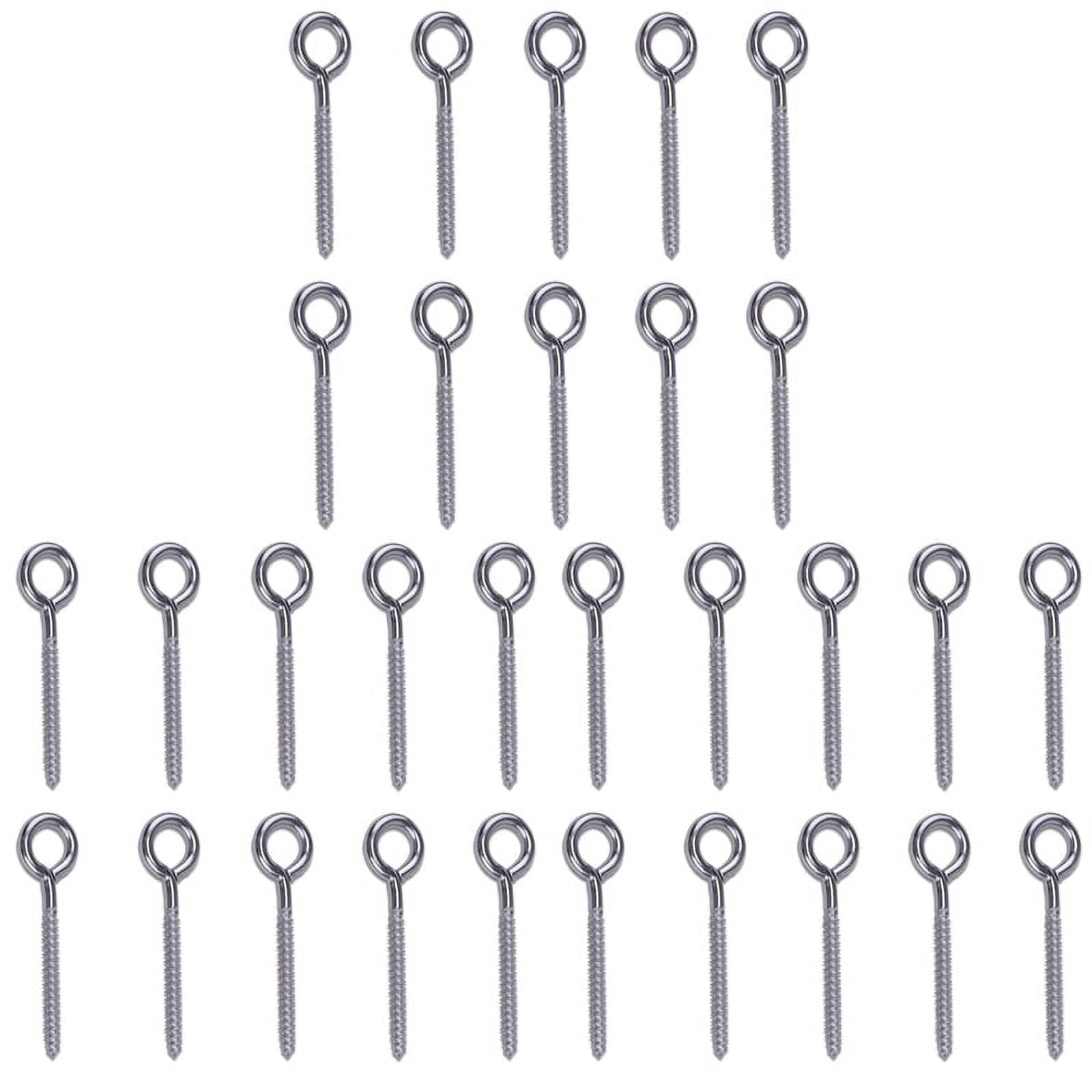 30 Pack Stainless Steel Eye Shape Screws Metal Hook Wood Terminal Ring ...