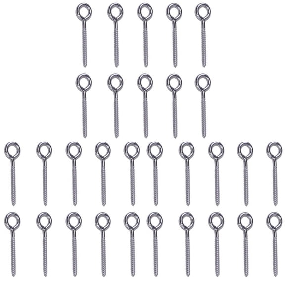 30 Pack Stainless Steel Eye Shape Screws Metal Hook Wood Terminal Ring Eyelet Hooks Self Tapping Screws M6