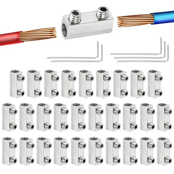 30 Pack Steel Wire Rope Cable Clamp M2.5 Wire Rope Clips with Screw Silver Tone